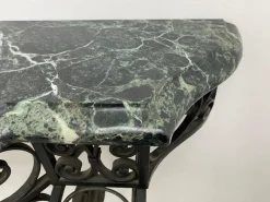 Pamono Art Deco Wrought Iron Console with Alpine Green Marble><noscript><img width=