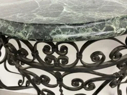 Pamono Art Deco Wrought Iron Console with Alpine Green Marble><noscript><img width=