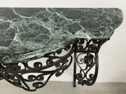 Pamono Art Deco Wrought Iron Console with Alpine Green Marble><noscript><img width=