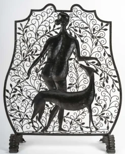 Pamono Art Deco Wrought Iron Fire Screen, 1930s