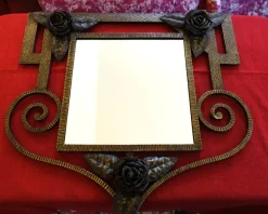 Hot Pamono Art Deco Wrought Iron Mirror, 1930s