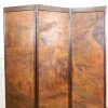 Clearance Pamono Art Nouveau / Art Deco Pyroengraved Screen with Medieval Mediterranean Townscape, 1930s