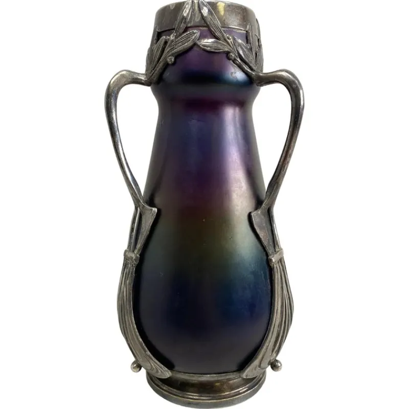 Pamono Art Nouveau Art Glass Vase attributed to Wilhelm Kralik Sohne, 1890s> Vases