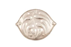 Pamono Art Nouveau Austrian Silver Brooch with Embossed Leaves attributed to Josef Hoffmann, 1912><noscript><img width=