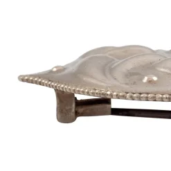 Pamono Art Nouveau Austrian Silver Brooch with Embossed Leaves attributed to Josef Hoffmann, 1912><noscript><img width=