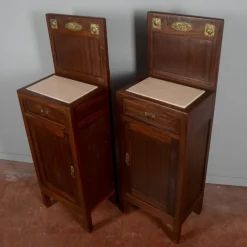 Discount Pamono Art Nouveau Bedside Tables with Marble Tops, 1890s, Set of 2