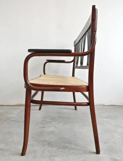 Pamono Art Nouveau Bench in Bentwood with Cane Seat, Austria, 1890s><noscript><img width=