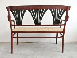 Pamono Art Nouveau Bench in Bentwood with Cane Seat, Austria, 1890s><noscript><img width=