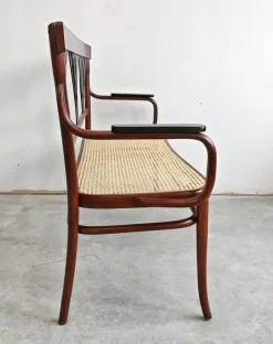Pamono Art Nouveau Bench in Bentwood with Cane Seat, Austria, 1890s><noscript><img width=