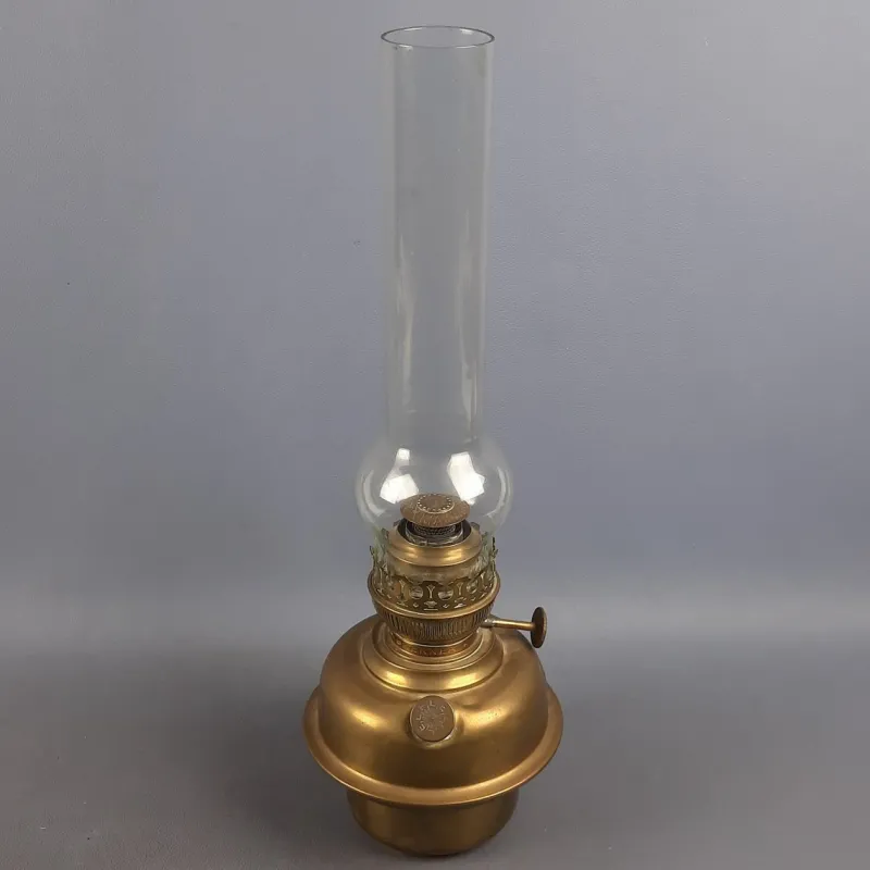 Pamono Art Nouveau Brass and Glass Oil Lamp from Matador Brenner, 1930s> Candleholders