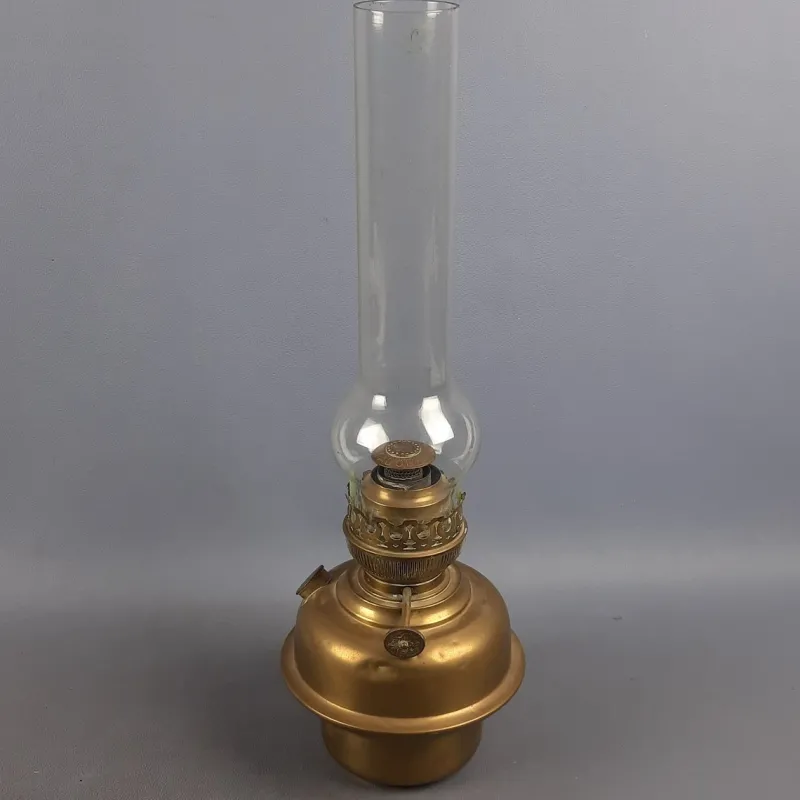 Pamono Art Nouveau Brass and Glass Oil Lamp from Matador Brenner, 1930s> Candleholders