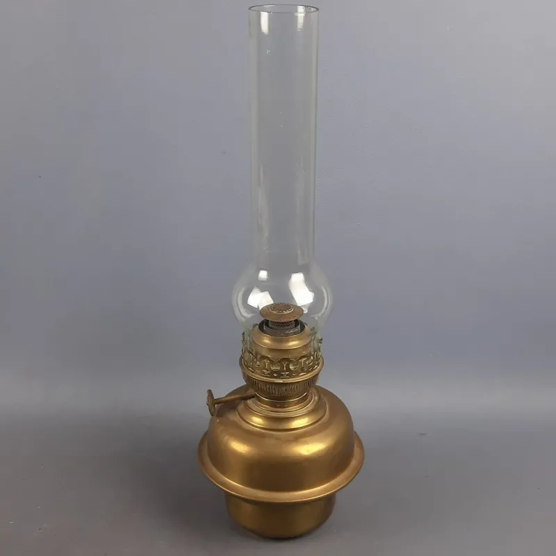 Pamono Art Nouveau Brass and Glass Oil Lamp from Matador Brenner, 1930s> Candleholders
