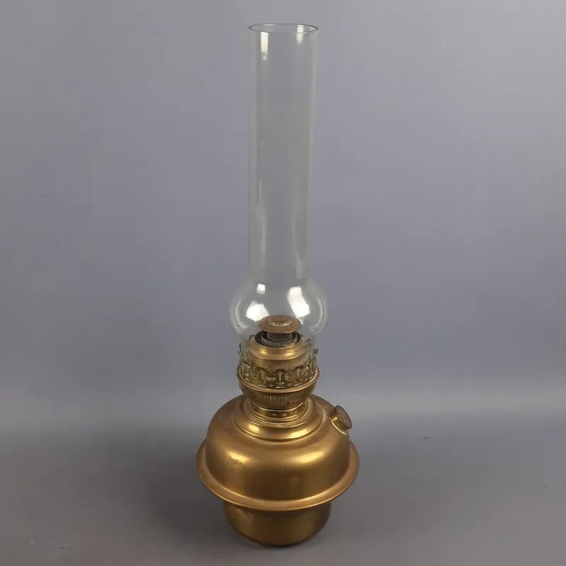 Pamono Art Nouveau Brass and Glass Oil Lamp from Matador Brenner, 1930s> Candleholders