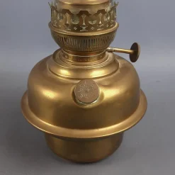 Pamono Art Nouveau Brass and Glass Oil Lamp from Matador Brenner, 1930s><noscript><img width=