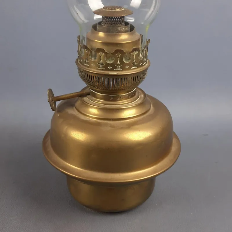 Pamono Art Nouveau Brass and Glass Oil Lamp from Matador Brenner, 1930s> Candleholders