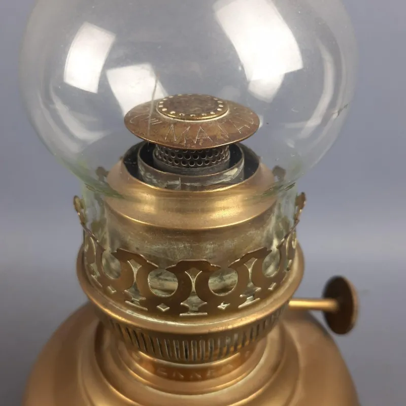 Pamono Art Nouveau Brass and Glass Oil Lamp from Matador Brenner, 1930s> Candleholders