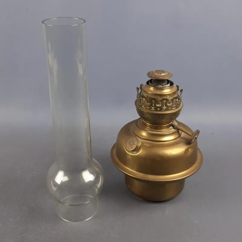 Pamono Art Nouveau Brass and Glass Oil Lamp from Matador Brenner, 1930s> Candleholders