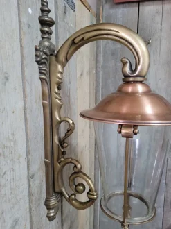 Pamono Art Nouveau Brass Copper Wall Lantern Outdoor Lamp><noscript><img width=