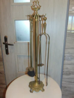 Discount Pamono Art Nouveau Brass Stove & Fireplace Set