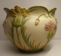 Discount Pamono Art Nouveau Cachepot Sur Colonne Planter on Display by Jean Massier for Vallauris, Set of 2