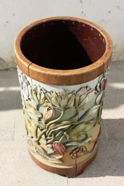 Pamono Art Nouveau Carved Paper Basket, 1890s><noscript><img width=