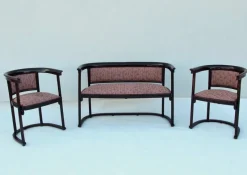 Pamono Art Nouveau Chairs and Sofa by Josef Hoffmann for Thonet, Set of 3> Living Room Sets