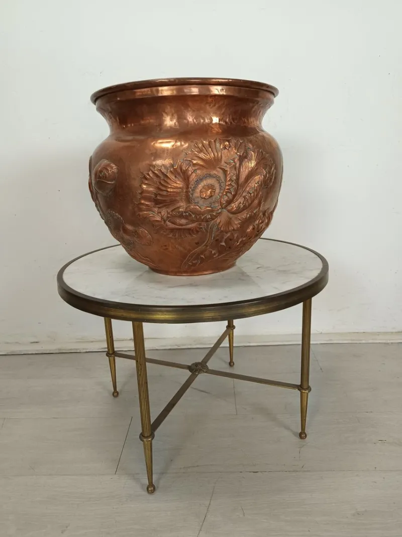Pamono Art Nouveau Copper Planter Pot, 1890s> Garden Accessories