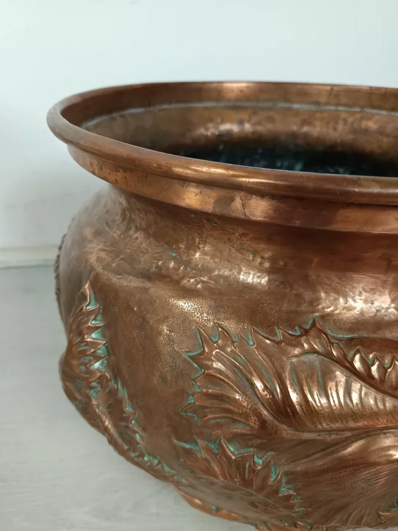 Pamono Art Nouveau Copper Planter Pot, 1890s> Garden Accessories