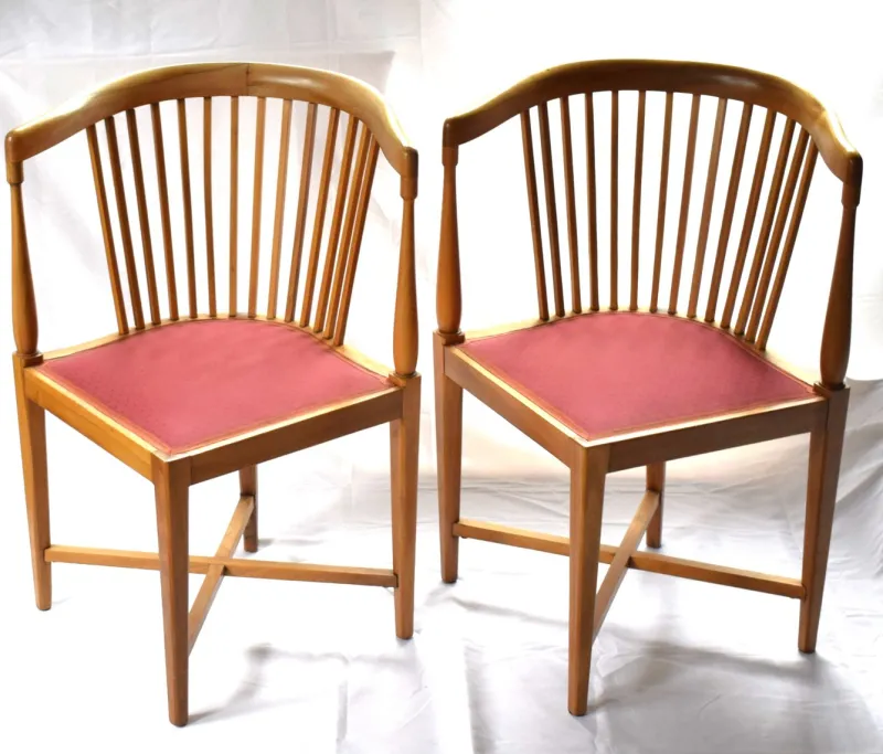 Pamono Art Nouveau Corner Chairs by J. M.olbrich / M. Niedermoser, Vienna, Austria, 1902, Set of 2> Side Chairs & Dining Chairs