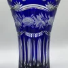 Online Pamono Art Nouveau Crystal Vase in Cobalt Blue with Floral Engraving from Lausitz