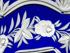 Online Pamono Art Nouveau Crystal Vase in Cobalt Blue with Floral Engraving from Lausitz