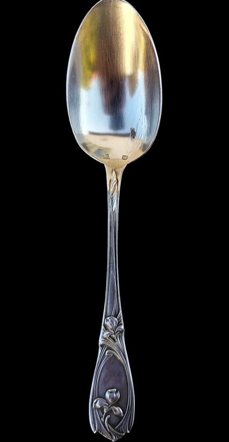 Hot Pamono Art Nouveau Dessert Spoons in Silver-Plated Metal from J.H., 1890s, Set of 12