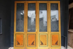 Outlet Pamono Art Nouveau Double Door with Etched Glass Panes, 1890s, Set of 4