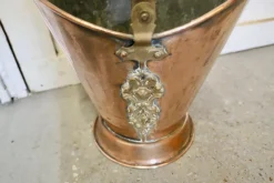 Clearance Pamono Art Nouveau Embossed Copper Helmet Coal Scuttle, 1880s
