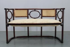 Pamono Art Nouveau Fledermaus Sofa and Armchair attributed to Josef Hoffmann for Fischel, 1890s, Set of 2><noscript><img width=