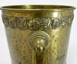 Pamono Art Nouveau Flowers Pot in Brass with Rose Motifs><noscript><img width=