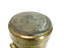 Pamono Art Nouveau Flowers Pot in Brass with Rose Motifs><noscript><img width=