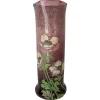 Pamono Art Nouveau French Enamelled Glass Vase with Flowers, 1890s> Vases