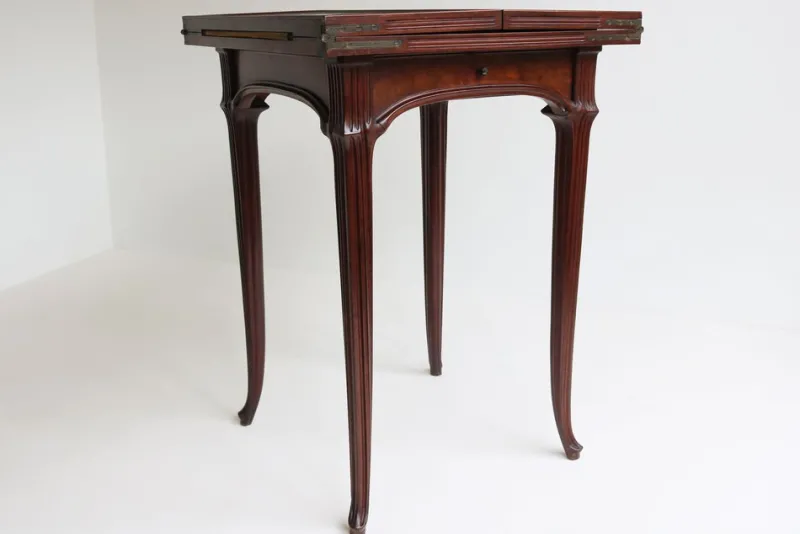 Pamono Art Nouveau French Game Table in Chestnut by Emile Gallé, 1905> Game Tables