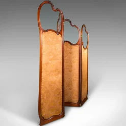 Pamono Art Nouveau French Walnut and Glass Screen, 1890s> Room Dividers & Screens