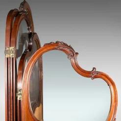 Pamono Art Nouveau French Walnut and Glass Screen, 1890s><noscript><img width=