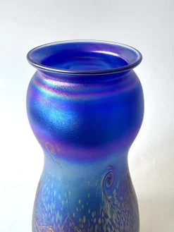 Pamono Art Nouveau Glass Vase in Blue Iridescent by Loetz><noscript><img width=