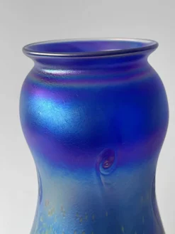 Pamono Art Nouveau Glass Vase in Blue Iridescent by Loetz><noscript><img width=