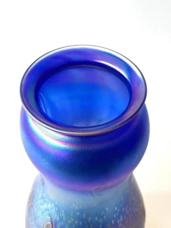 Pamono Art Nouveau Glass Vase in Blue Iridescent by Loetz><noscript><img width=