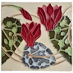 Pamono Art Nouveau Glazed Relief Tile attributed to Gilliot, 1920s><noscript><img width=