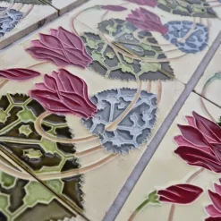 Pamono Art Nouveau Glazed Relief Tile attributed to Gilliot, 1920s><noscript><img width=