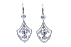 Outlet Pamono Art Nouveau Gold Earrings with Diamonds, Austria-Hungary, Early 20th Century, Set of 2