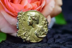Pamono Art Nouveau Gold-Plated Brooch by Edropsy for Maison Savard, 1903><noscript><img width=