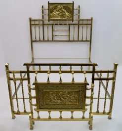 Pamono Art Nouveau Italian Double Bed Brass, 1900s> Beds & Bedroom Sets