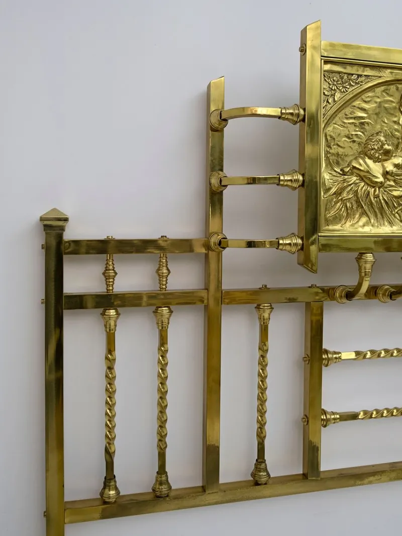 Pamono Art Nouveau Italian Double Bed Brass, 1900s> Beds & Bedroom Sets
